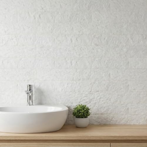 40-Sheet Flexible Stone Peel and Stick Backsplash Tile, 3" x 11.8" White Quartz MCM Modified Clay Material Wall Covering, Subway Texture Self-Adhesive Wall Tiles for Kitchen Bathroom Fireplace - color: White Quartz