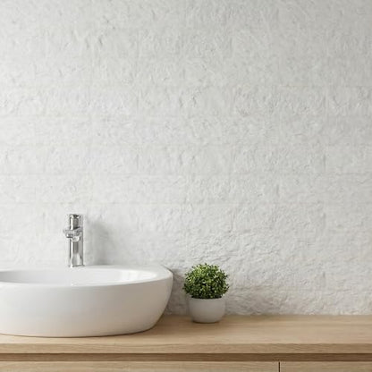 40-Sheet Flexible Stone Peel and Stick Backsplash Tile, 3" x 11.8" White Quartz MCM Modified Clay Material Wall Covering, Subway Texture Self-Adhesive Wall Tiles for Kitchen Bathroom Fireplace - color: White Quartz