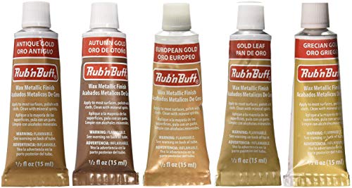Amaco Rub 'N Buff Wax Metallic Finish, 5 Color Gold Assortment (Antique, Autumn, European, Gold Leaf, Grecian Gold)