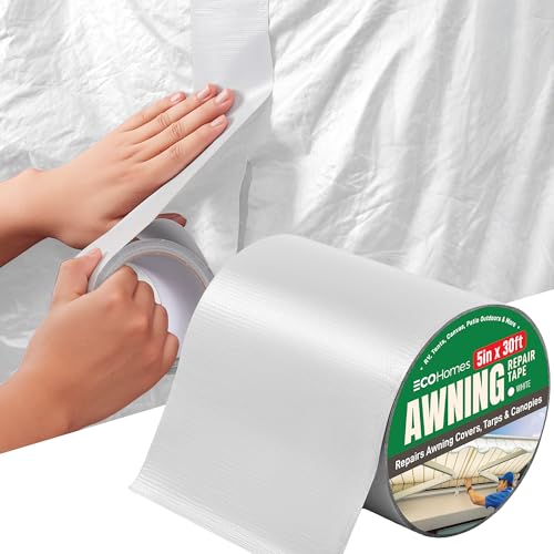 ECOHomes Awning, Tent & Canvas Repair Tape (White, 5 Inch x 30 Feet) - color: White, size: 5 Inch By 30 FT