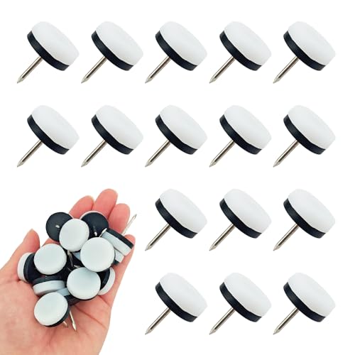 16pcs Nail on Furniture Glides 0.94 Inch (24mm) Diameter Double Thick Nylon White Chair Leg Floor Protectors Furniture Sliders Pads Table Foot Gliders for Hardwood Carpet and Tile Floors - size: 0.94 Inch (24mm)--White-16P