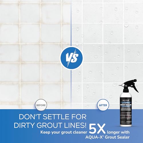 AQUA-X 16 Oz. Grout Sealer, Clear Grout and Tile Sealer, Natural Finish, Professional Grade, Indoor & Outdoor, Fast Dry and Long Lasting Protection (Pack of 2) - size: 1.00 Pound (Pack of 2)