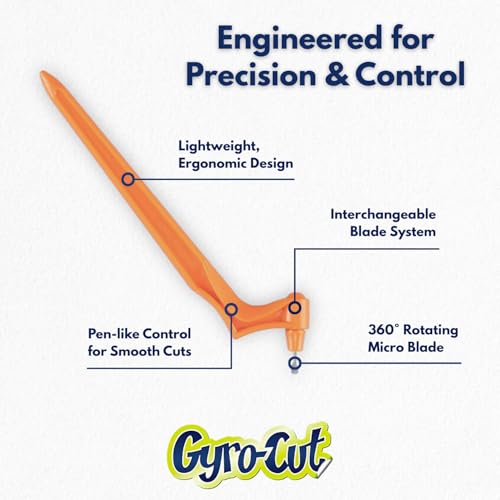 Gyro-Cut Pro Craft Cutting Tool with 15° Standard Steel Blade – Rotating Crafting Knife for Precision Curves, Paper Crafts, and Stencil Making and Mylar, Acetate, Vinyl