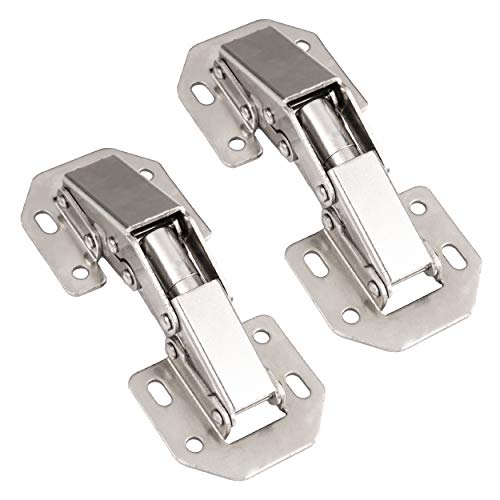 Ilyapa Surface Mount Hidden Spring Cabinet Hinge, Satin Nickel - 2 Pack - size: Surface Mount Hidden