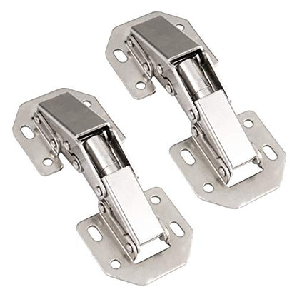 Ilyapa Surface Mount Hidden Spring Cabinet Hinge, Satin Nickel - 2 Pack - size: Surface Mount Hidden