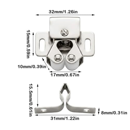 6 Pack Cabinet Latch, Cabinet Door Latch, Double Roller Catch for Cupboard Closet Door (Silver) - color: Silver