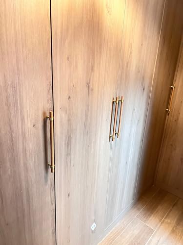 Adjustable Drawer Pulls Natural Wood and Brass Cabinet Handles for Kitchen Cupboard Closet,4Set Boho Wood and Gold Dresser Knob Unfinished DIY Brushed Brass Base 7~9.5 Inch 4Pack - size: 7~9.5 Inch 4Pack