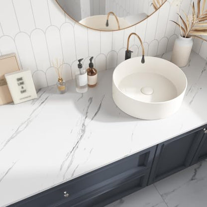 VEELIKE Off-White Marble Contact Paper for Countertops Waterproof Peel and Stick Countertop Wrap 15.7''x118'' Removable Self Adhesive Marble Wallpaper Thick Counter Top Cover for Kitchen Bathroom Desk - size: 15.7" x 118"