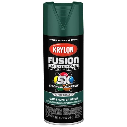 6-Pack of 12 oz Krylon K02789007 Hunter Green Fusion All-In-One Paint & Primer Spray Paint, Gloss