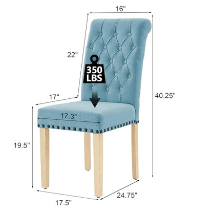 LOULENS Fabric Dining Chairs Set of 4, Upholstered Kitchen Chairs, Blue - color: Light Blue, size: Set of 4