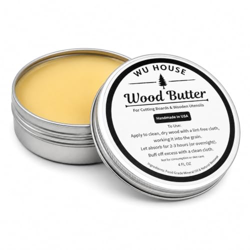 Wood Butter Cutting Board Wax, Food Grade Mineral Oil and Beeswax Conditioner for Butcher Blocks, Wooden Utensils and Serving Boards, Handmade in USA (4 FL OZ) - size: 4 Fl Oz