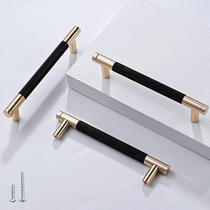 12 Pack 5 Inch 128 mm Barrel Cabinet Pulls Gold and Black Cupboard Aluminum Handles Drawer Pull Cabinet Handles - color: Gold and Black, size: 5 Inch