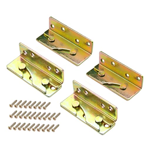 Rockgoya Bed Rail Brackets, Gold-Colorful Bed Frame Hardware, Set of 4 Pack Wooden Bed Brackets with Screws, Bed Rail Fittings, Heavy Duty Non-Mortise - color: Gold-colorful