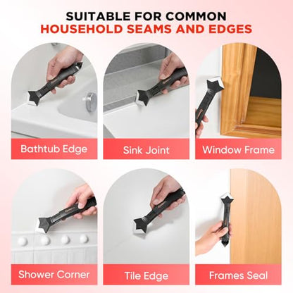 Sakerplus 3-in-1 Silicone Caulking Tools with Scraper, Caulk Remover Kit - color: Classic with Scraper