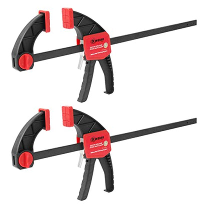 XINQIAO Bar Clamps for Woodworking 12 Inch (2) Wood Clamps Set, One-Handed Spreader with 150 LBS for Stable and Reliable Fixing Solutions - size: 2PC 12IN
