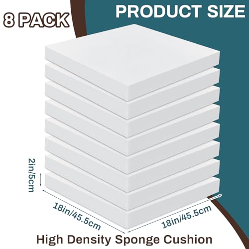 Frienda 8 Pack 2" x 18" x 18" Upholstery High Density Craft Foam - size: 2" x 18" x 18"