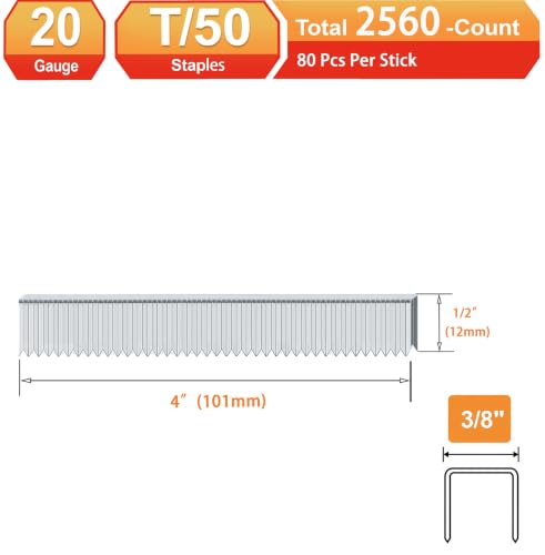 20 Guage Galvanized T/50 Staples (1/2"-2560pcs) - size: 1/2"---2560pcs