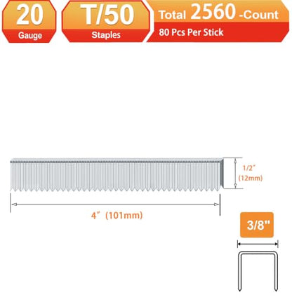 20 Guage Galvanized T/50 Staples (1/2"-2560pcs) - size: 1/2"---2560pcs