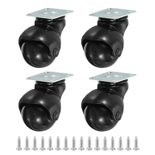 PATIKIL 2 Inch Ball Caster Wheels Set of 4, 360° Rotating Swivel Top Plate Wheels 397 lbs Total Capacity Caster with M4 Screws for Furniture Table Cabinet Black - color: Black, size: 2 Inch
