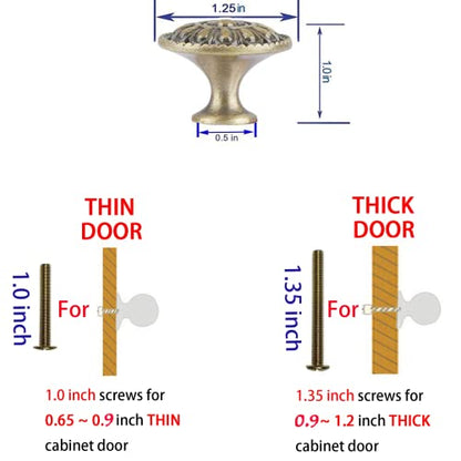 trust4care 4-Pack Antique Brass Kitchen Cabinet Knobs Vintage Drawer Pulls