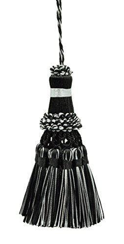 Noblesse Collection Elegant Hand Crafted 4" (10cm) Key Tassel (NKT) Silver Grey Black Multicolor #SGB (Pure Black, Light Grey, Grey Silver) Individually Sold - color: Silver Grey Black Multicolor (Color# Sgb)