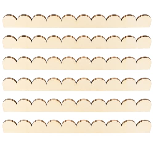 12 Pack Unfinished Scalloped Decorative Wood Trim 1.57" x 15.75" Scalloped Edge Wood Molding with Adhesive Glue Dots Wooden Moulding Trims for DIY Crafts Cabinet Shelf Wall Window Door - color: 12Pcs (15.75 x 1.57 Inch)
