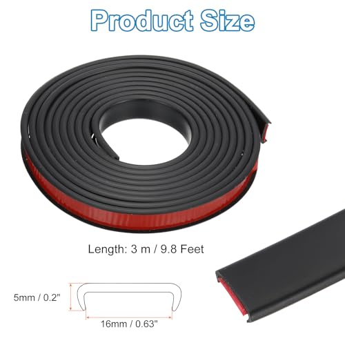 PATIKIL TPE U-Shape Edge Banding, 5/8 Inch x 9.8ft Self Adhesive Flexible Veneer Edging Trim Furniture Edge Protector for Shelf Cabinet Table Repair Restoration, Black - size: 9.8Ft x 0.63"