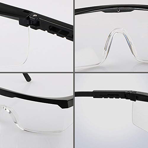 Safety Glasses, 5PCS Adjustable Wide-Vision Protective Glasses, Lightweight Fog-Proof Safety Goggles - color: Black