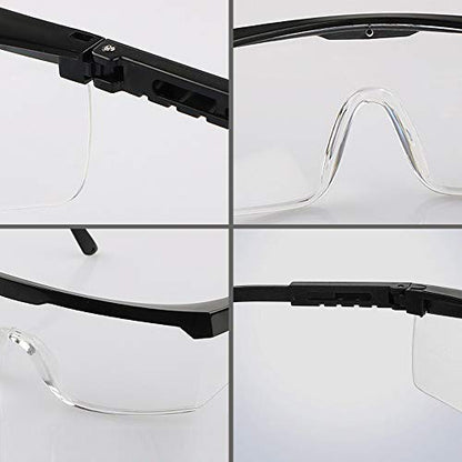Safety Glasses, 5PCS Adjustable Wide-Vision Protective Glasses, Lightweight Fog-Proof Safety Goggles - color: Black