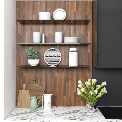 MelunMer Wood Peel and Stick Wallpaper Dark Brown Removable15.7” ×591” - color: Dark Brown, size: 15.7" x 591"