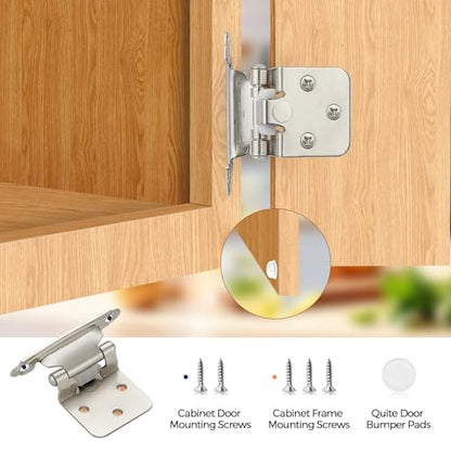 Brushed Nickel Cabinet Hinges, 1/2 Inch Overlay, 4 Pack(2 Pairs) - color: Brushed Nickel