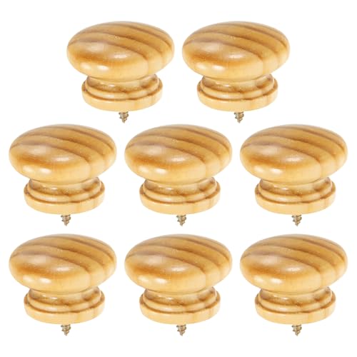 uxcell 8Pcs Round Wood Drawer Knob, 1.57" x 1.1" Self-Tapping Solid Wood Handle Round Cabinet Knob Mushroom Shape Wooden Knobs for Furniture Dresser Wardrobe, Wood Color - color: Wood Color, size: 1.57" x 1.1"