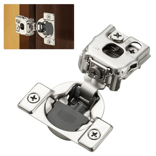 Satin Nickel Cabinet Hinges, 1 Inch Overlay, 20 Pack(10 Pairs) - size: 1 inch Overlay