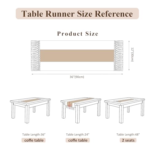 Boho Macrame Table Runner with Tassels 36in Brown Farmhouse Runner - color: White & Brown, size: 12'' x 36''