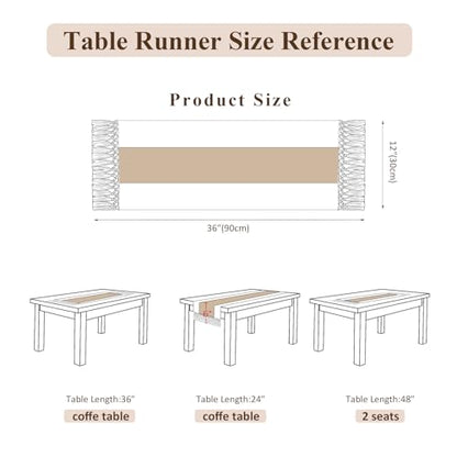 Boho Macrame Table Runner with Tassels 36in Blue Farmhouse Runner - color: White & Blue, size: 12'' x 36''