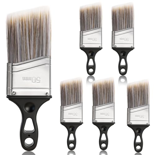 6 Pack 2 Inch Angled Paint Brush with Short Handle