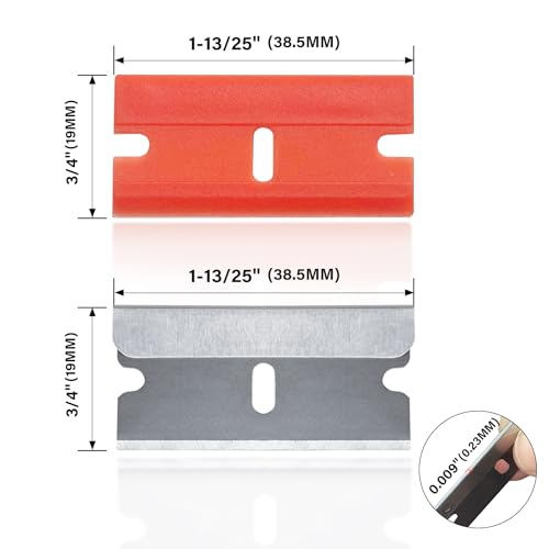 HAUTMEC Razor Blade Scraper Tool With 24Pcs Extra Blades, 10 Plastic Rozor Blades, 14 Carbon Steel Razor Blades, Removing Decals, Stickers, Labels for Glass, Tile, Window, Car, Cooktops 25031 - style: 1.52" Wide