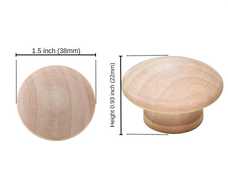 Silverline Round Wood Drawer Knob 1-1/2", Unfinished Cabinet Pulls Handles Hardware for Drawer Wardrobe Dresser, 20 Pack