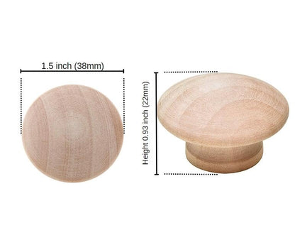 Silverline Round Wood Drawer Knob 1-1/2", Unfinished Cabinet Pulls Handles Hardware for Drawer Wardrobe Dresser, 20 Pack
