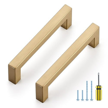 Ravinte Champagne Bronze Square Pulls Cabinet Handles,4-1/2 Inch,30 Pack - color: Champagne Bronze, size: 4-1/2 Inch Hole Center