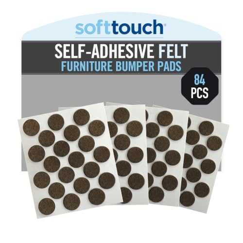 SoftTouch 3/8" Round Mini Self-Stick Furniture Slider Felt Pads for Hard Surfaces, Noise-Reducing Adhesive Furniture Moving Pads for Beds, Sofas, Dressers, 84-Count, Brown - color: Brown