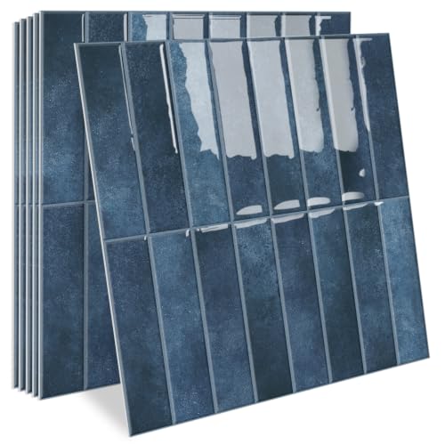 MORCART 10PCS Thicker Design Peel and Stick Backsplash,11.7"x11.7" - color: Deep Sea Blue
