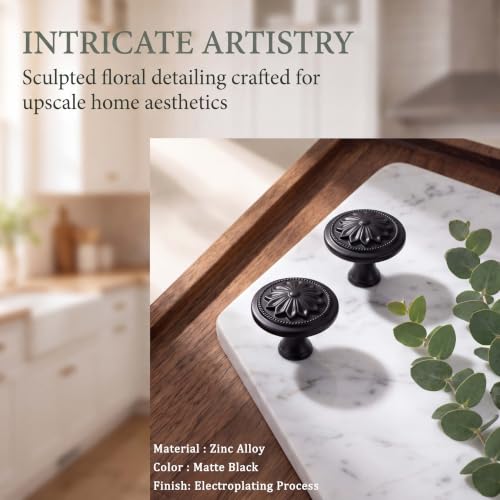 4 Pack Matte Black Round Cabinet Knobs,1-2/5" Black Kitchen Knobs Handles for Cabinets and Drawers Black Matte Drawer Knobs - color: Matte Black