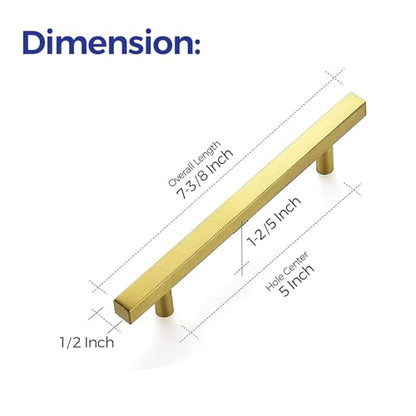 Ravinte Brushed Brass Square Cabinet Pulls Handles 5 Inch 30 Pack - color: Brushed Brass