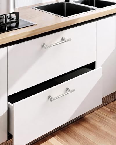 Brushed Satin Nickel Cabinet Handles Kitchen Pulls 3 Inch 10 Pack - color: Brushed Satin Nickel, size: Handle - 3"/76MM Hole Center