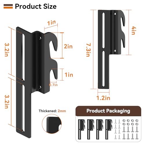 4Pcs 711 Bolt-On to Hook-On Bed Frame Conversion Brackets, Bed Frame Hooks, Universal Headboard Adapter Brackets, Widened Hole Slot, 3.2in Height Adjustable, Black - color: 4Pcs Bed Frame Hooks