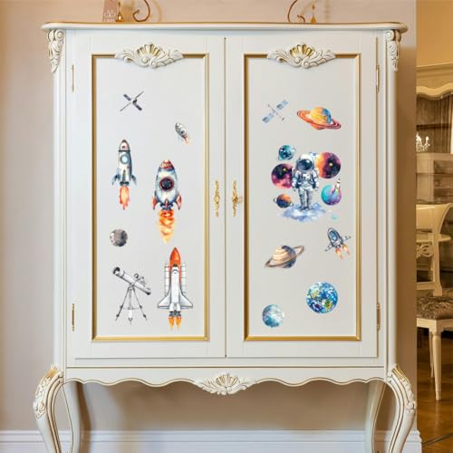 Peacoblue Space Elements Rub On Transfers for Furniture Craft 6"x12" - style: Space Elements