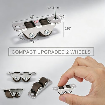 0.5" Dual‑Wheel Mini Caster Wheels, Micro Fixed Rigid, 8‑Pack,26 lbs/Caster - size: DOUBLE WHEEL-8pcs