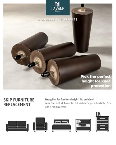 La Vane 6 inch Solid Wood Furniture Legs, Walnut Finish & Tapered, 4-Pack - size: 6 inch