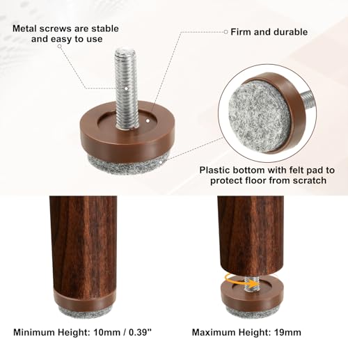 uxcell 12 Pcs Adjustable Furniture Leg Levelers, M8 x 1" x 0.8" - size: M8 x 1" x 0.8"